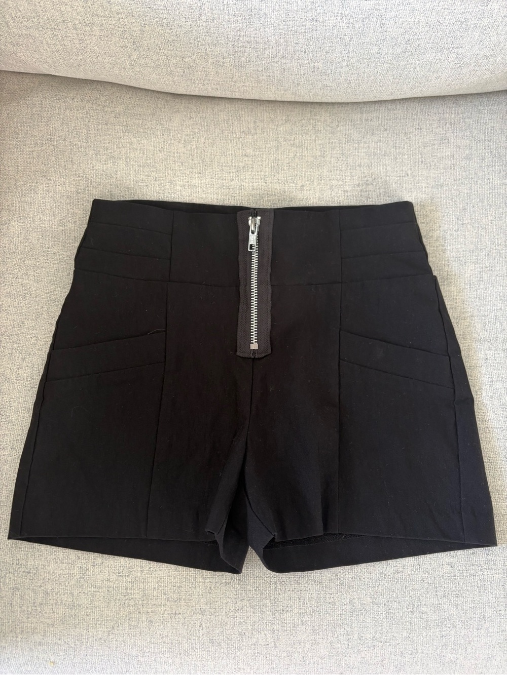 Black High-Waist Front-Zip Women's Shorts